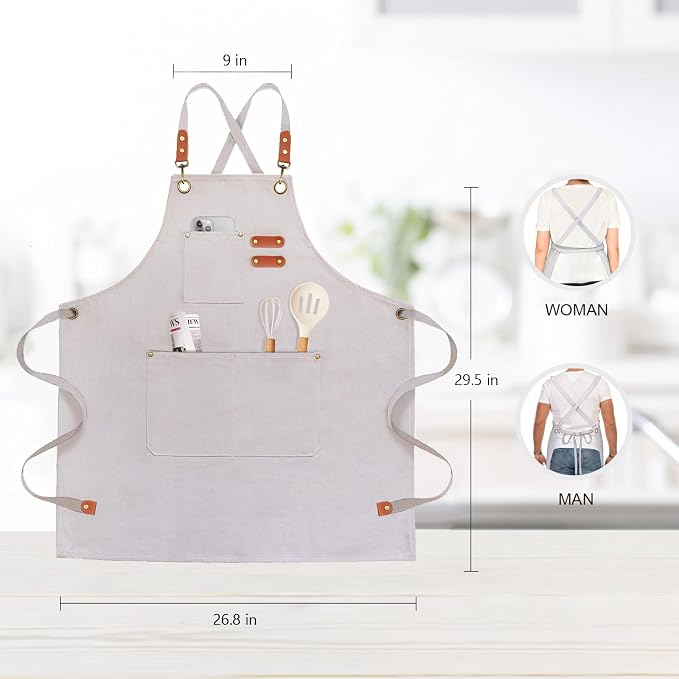 OUNLEN Chef Apron for Men Women Canvas Aprons - Image 2