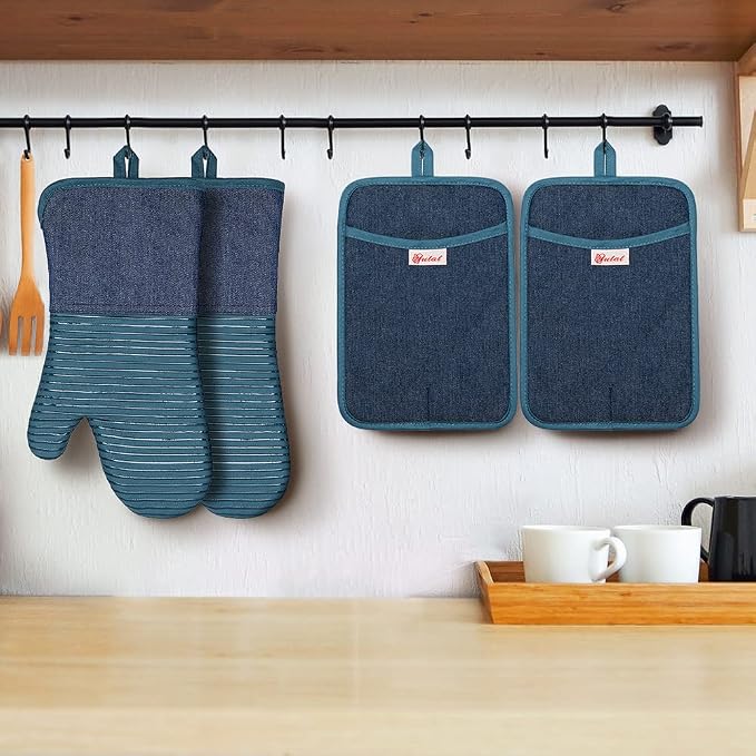 Yutat Oven Mitts, Pot Holders Set of 4 Made - Image 7