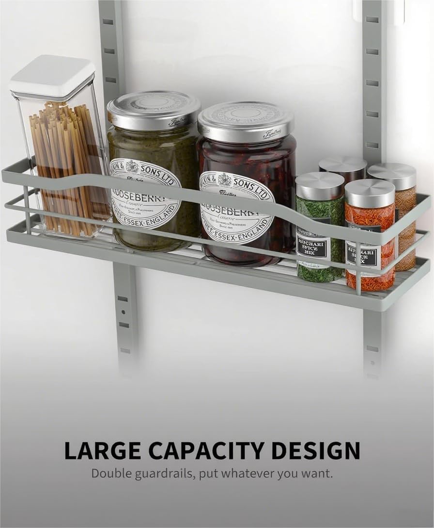 Moforoco Grey 9-Tier Over The Door Pantry Organizer, Pantry Organization and Storage, Black Hanging Basket Wall Spice Rack Seasoning Shelves