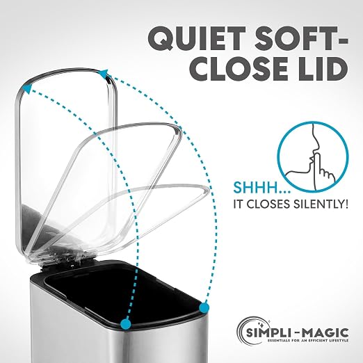 SIMPLI-Magic 6L/1.6G Stainless Steel Bathroom Trash Can - Image 4