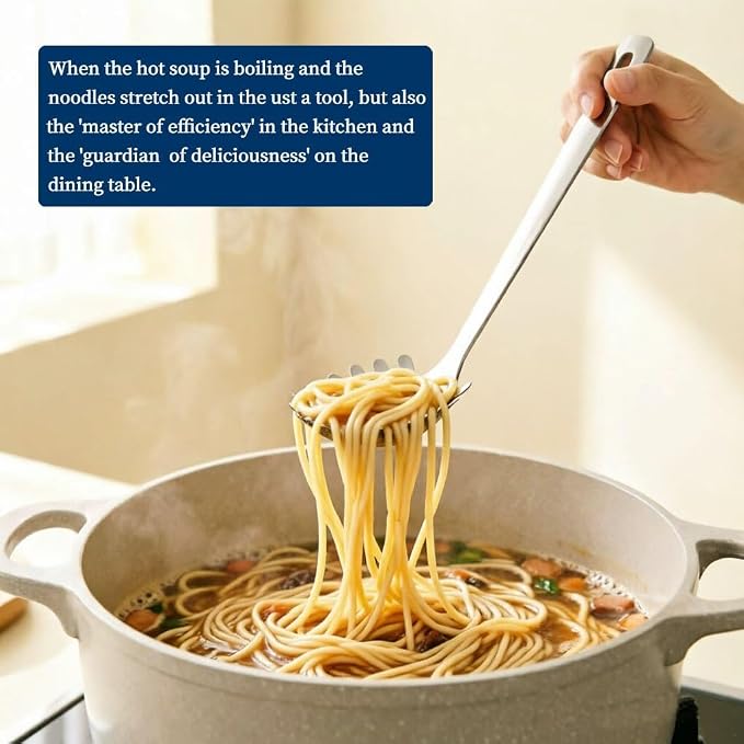 Berglander Kitchen Ladle Spoon and Spaghetti Spoon Set 2 pieces, Pasta Spoon - Image 8