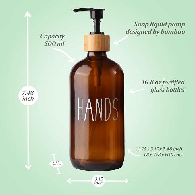 LOOCHICA Hand Amber Glass Soap Dispenser - Image 3