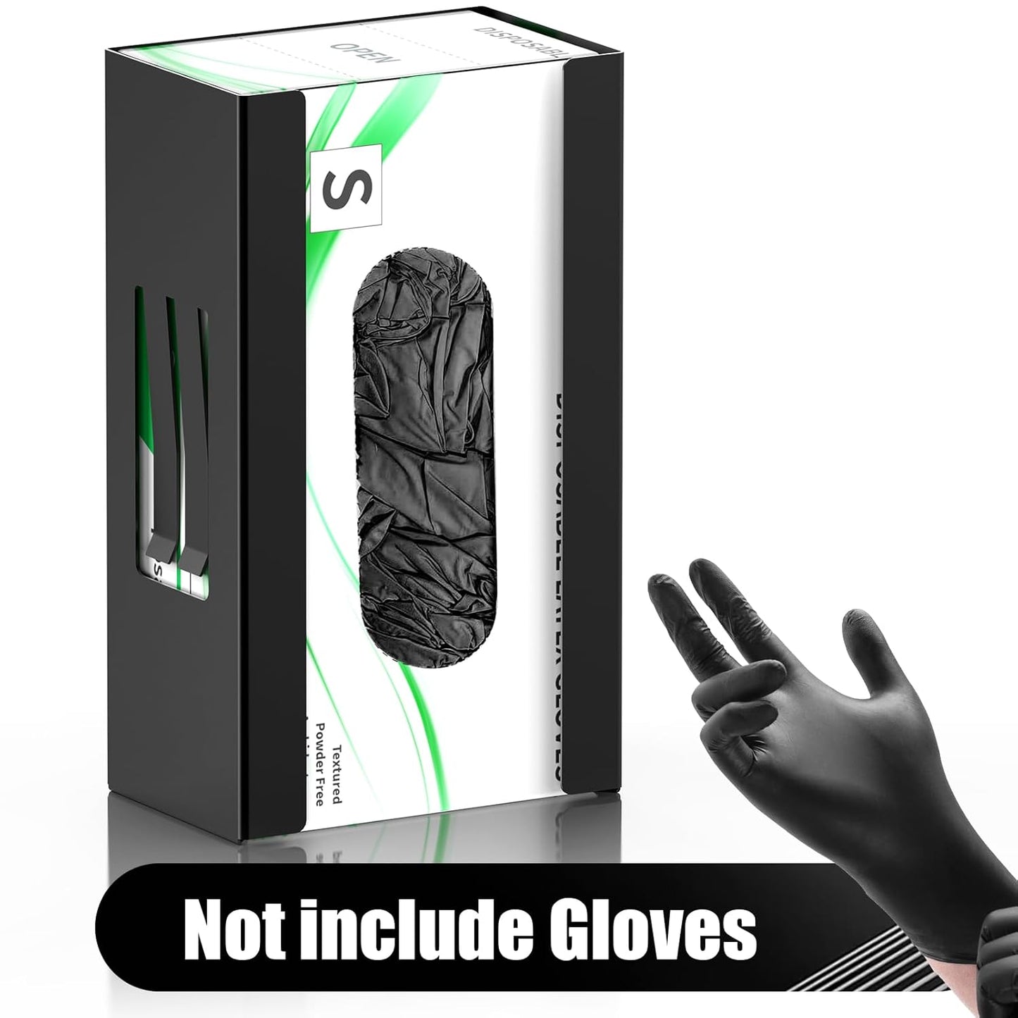 Magnetic Glove Box Holder, Disposable Glove Dispenser Wall Mount, Metal Glove Rack Organizer for Rubber Latex Gloves Tissue Box, Black