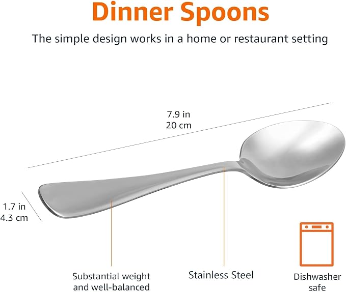 Amazon Basics Stainless Steel Dishwasher Safe Dinner Spoons - Image 5