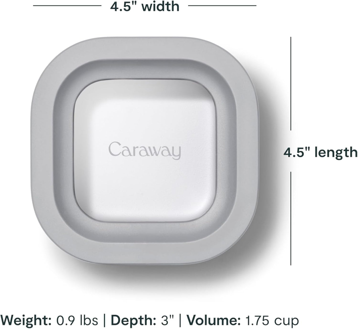 Caraway 6pc Food Storage Container Set - 1.75 Cup Glass Storage Container for Food (6) - Non-Toxic Ceramic-Coated Glass - Air Release Technology - Compact & Stackable Design - Gray