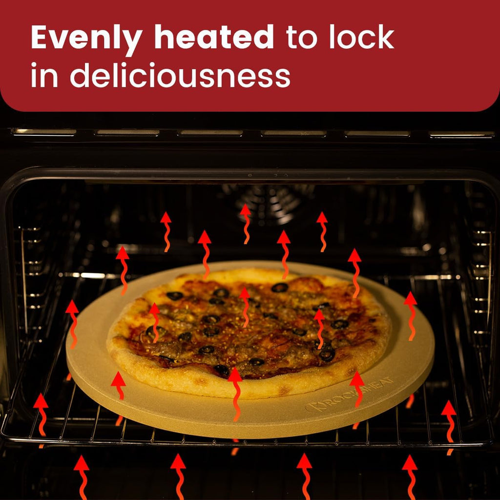 K ROCKSHEAT Pizza Stone for Oven and Grill 14.2 Inch Round, Cordierite Bread baking stone, 14.2" Cooking Stone for Grill