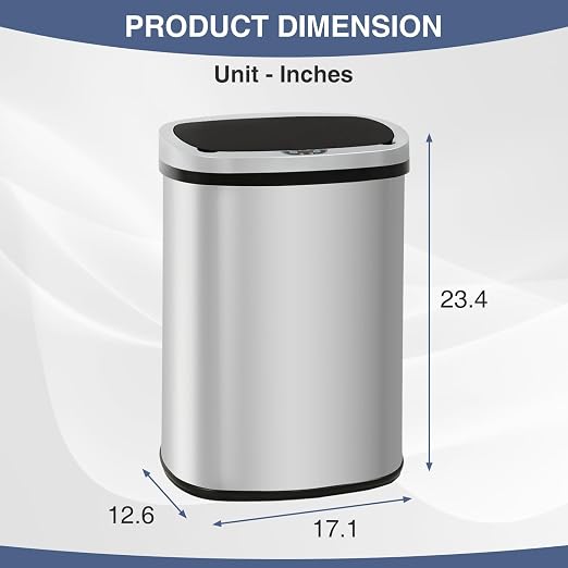 PayLessHere | 13 Gallon Stainless Steel Trash Can | Steel | Automatic Touchless - Image 7