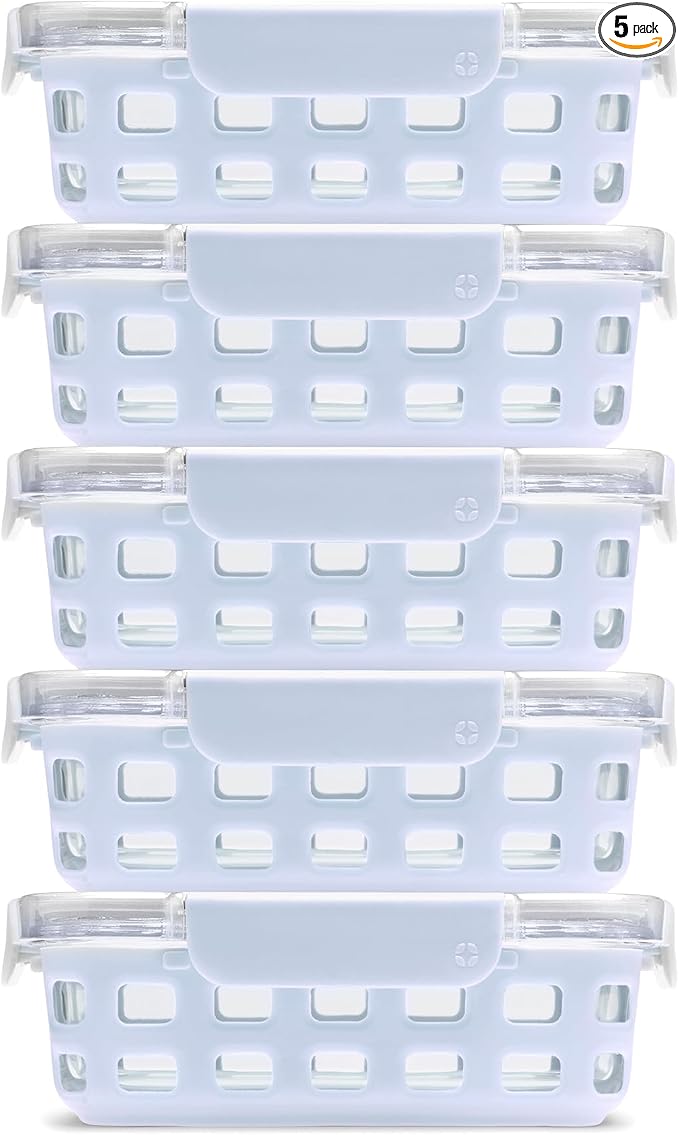 Ello Duraglass 3.4 Cup Meal Prep Sets 10Pc, 5 Pack Set- Glass Food Storage by Ello