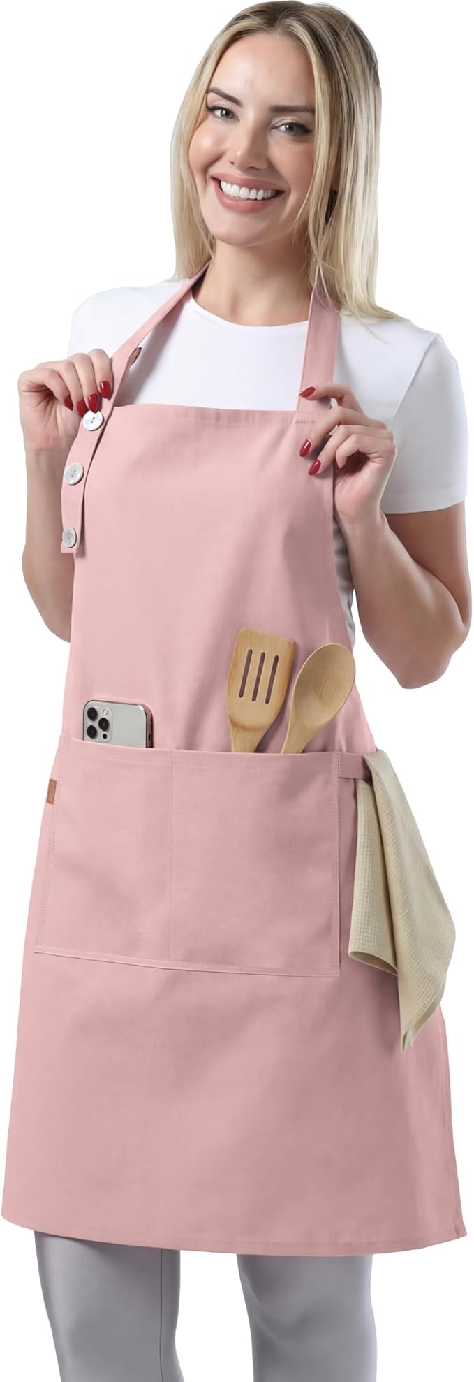 TOSHE Kitchen Apron Waterdrop Resistant Cotton Apron by TOSHE