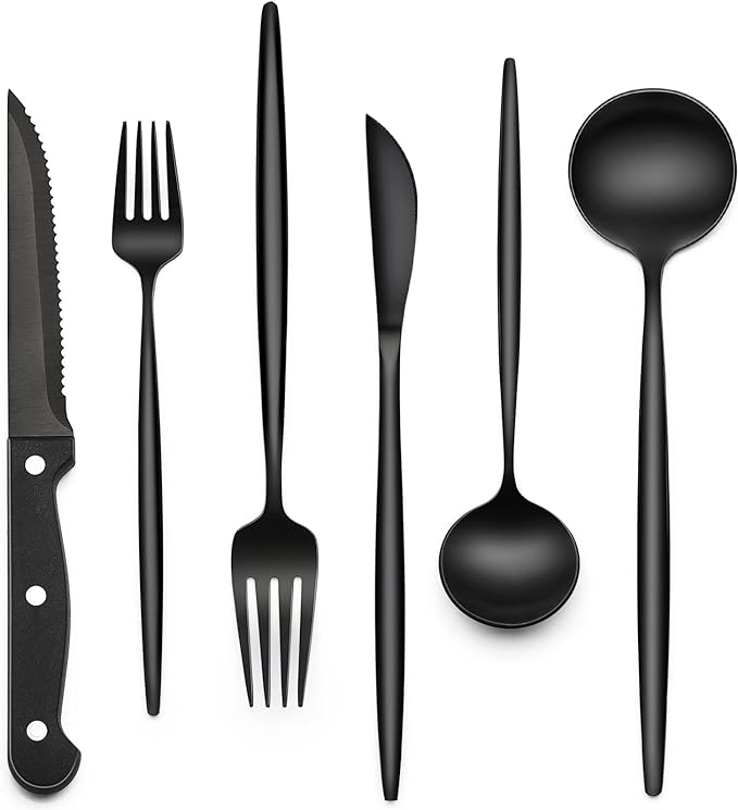 EWFEN 24-Piece Black Silverware Set by EWFEN
