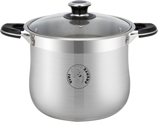 Vivicreate Stainless Steel Stock Pot with Lid for Induction Cooking Boiling Pasta Stew Soup Large Capacity Cookware with Handles for Kitchen Spaghetti Olla Olla de Acero Inoxidable (14.5 QT)