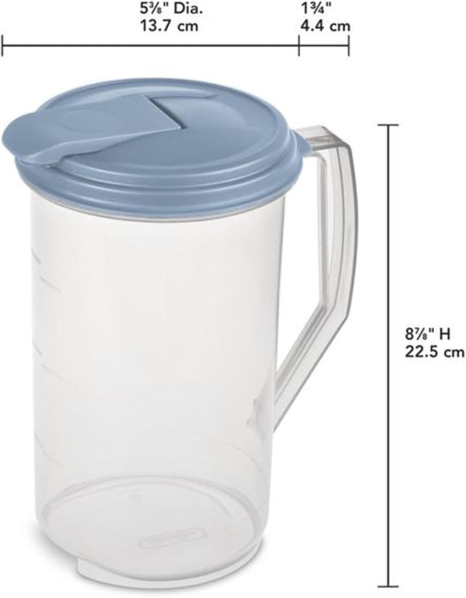 Sterilite 2 Quart Clear Round Plastic Pitcher, Dishwasher Proof - Image 3