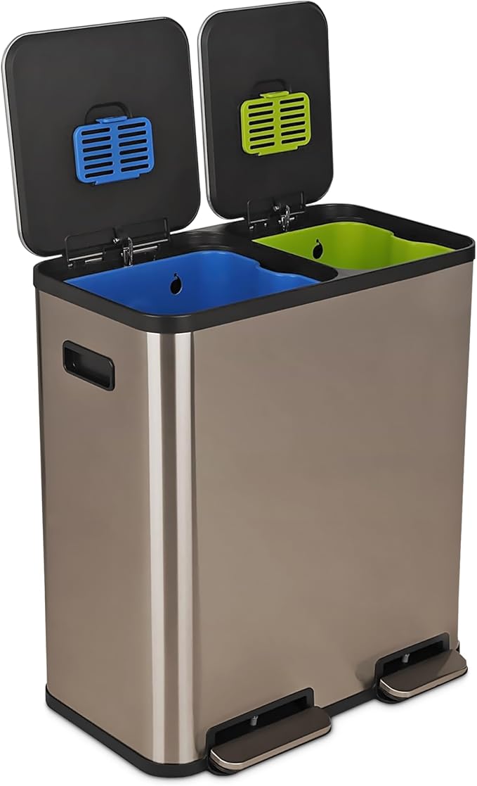 Simpli-Magic 70 Liter / 18.5 Gallon Rectangular Hands-Free Dual Compartment by Simpli-Magic