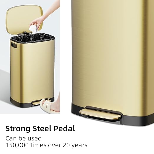 KdbK 13 Gallon Trash Can with Lid, 50L Fingerprint Proof Stainless Steel - Image 4
