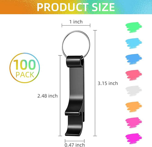 100 Pack Bottle Opener Keychain Bulk, Colorful Beer Bottle Openers Metal - Image 2