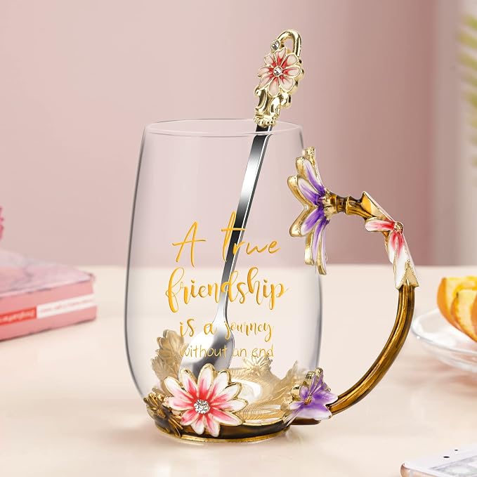 OEAGO Friendship Gifts for Women Best Tea Cup Friend Gifts for Women Flower - Image 7
