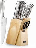 Knife Set, 8 Piece German Stainless Steel Hollow Handle Manual Knife Sharpener by SIXILANG