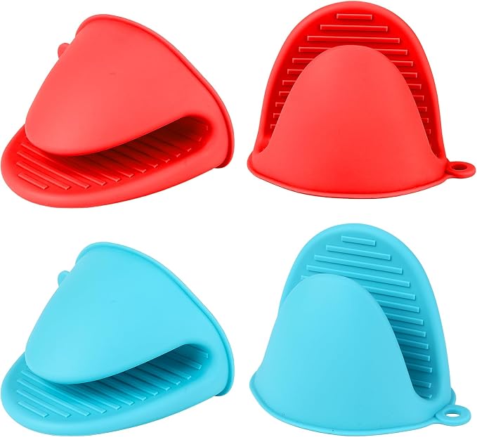 4 PCS Silicone Oven Mitts Heat Resistant Mini Oven Gloves by Libemskix
