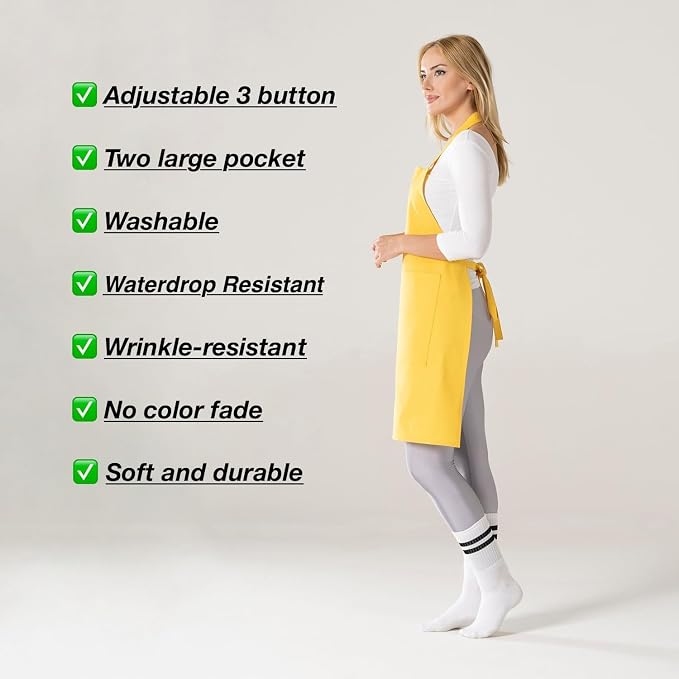 TOSHE Kitchen Apron Waterdrop Resistant Cotton Apron - Image 7
