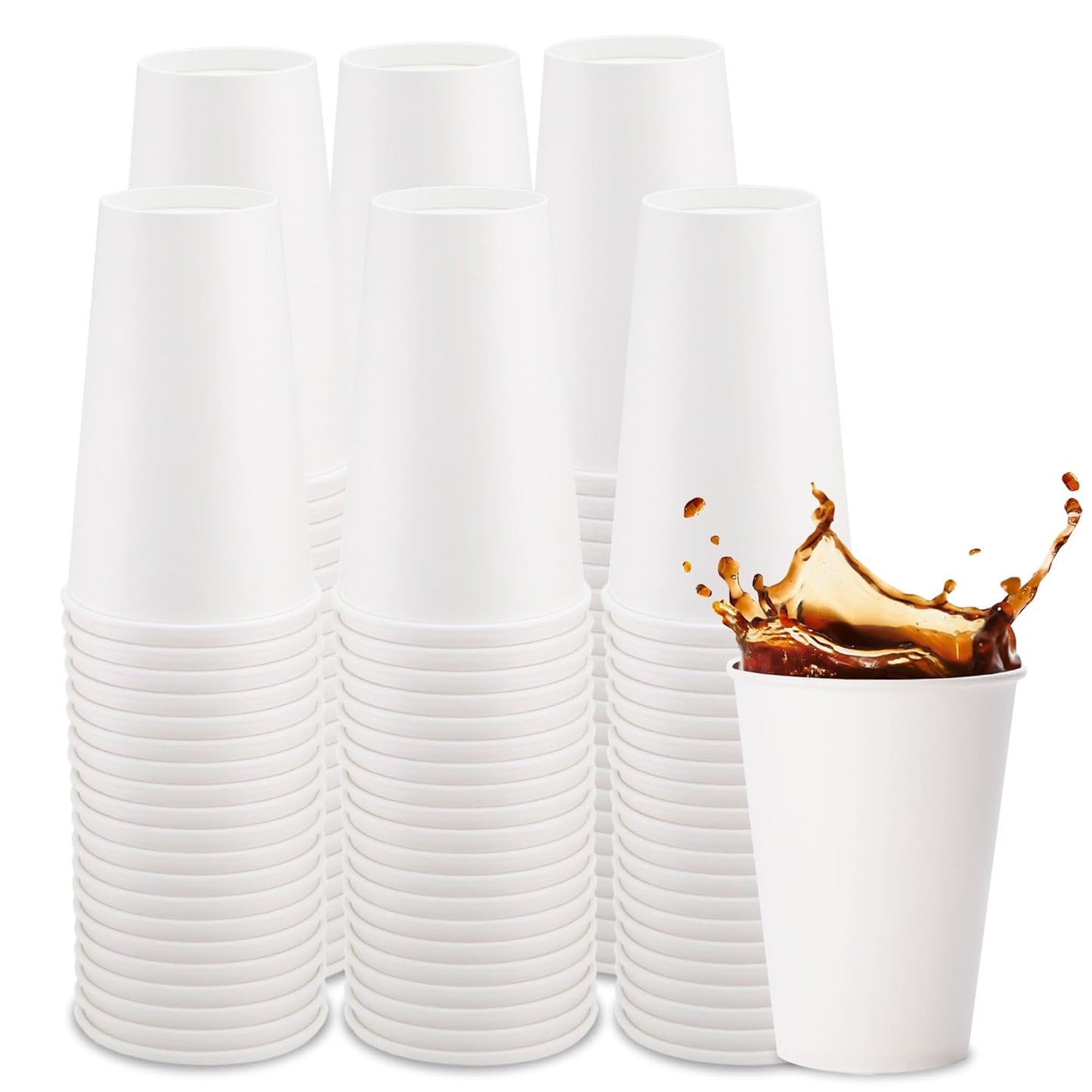 Freshware Coffee Cups 16 oz [300 Pack] Disposable Paper Cups for Hot or Iced Coffee Cup, Slushie Cup, Milkshakes, Smoothies, and Tea