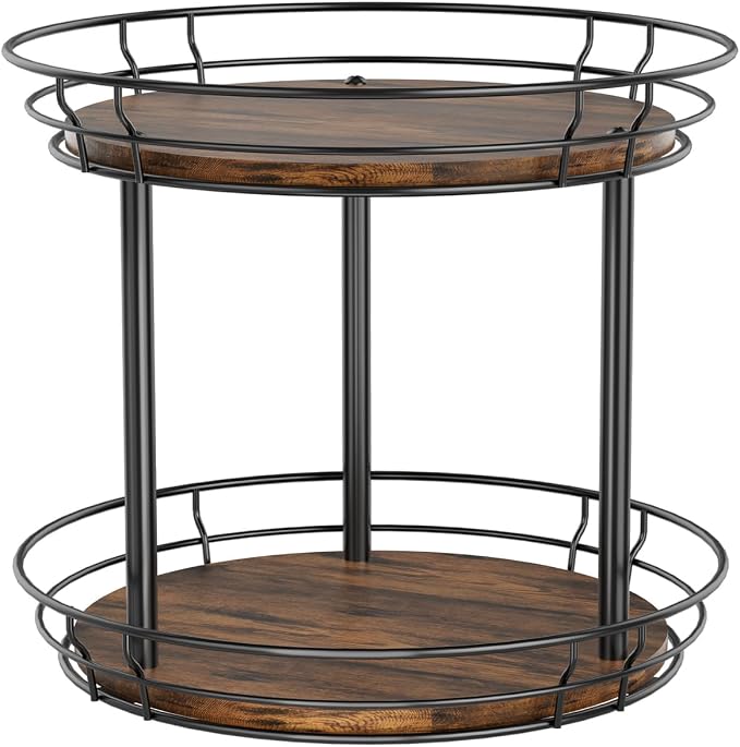 LAMU 10'' Lazy Susan Turntable Organizer, 2 Tier Round Rotating Spice Rack by YourHome-OrganizationHelper