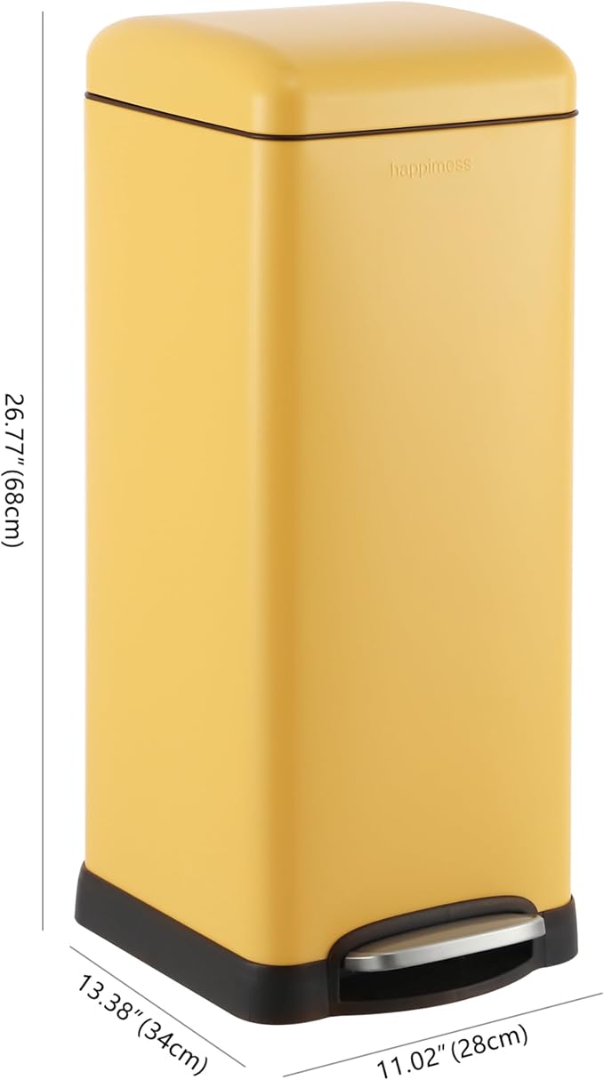 happimess HPM1007K Betty Retro 8-Gallon Step-Open Trash Can, Daffodil Yellow - Image 4