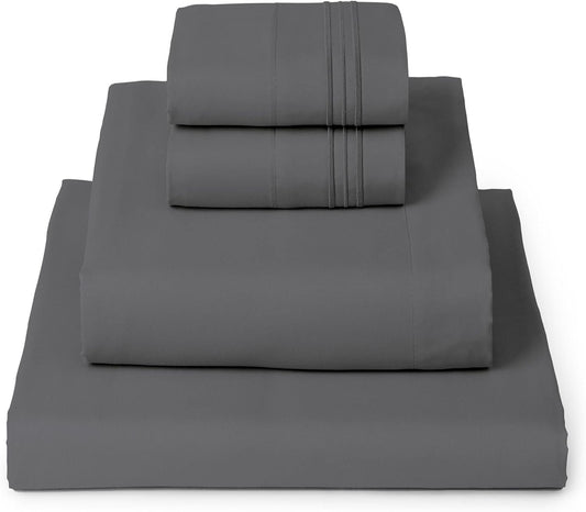 Mellanni King Sheets Set - 4 PC Iconic Collection Bedding - Hotel Luxury, Extra Soft, Cooling Bed Sheets - Wrinkle, Fade, Stain Resistant (King, Gray)