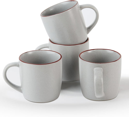 famiware Mercury Coffee Mugs 13 oz, Coffee Mugs Set of 4 with Handle, Cups for Latte, Hot Tea, Cappuccino, Mocha, Cocoa, Light Grey