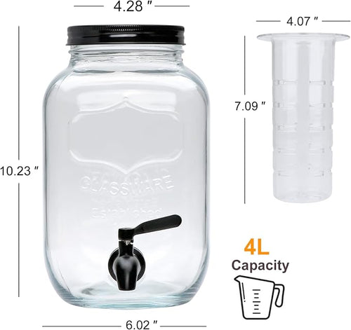 1-Gallon Drink Dispenser, Accguan Glass Water Dispenser - Image 2