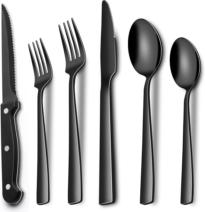 EWFEN 24-Piece Black Silverware Set by EWFEN