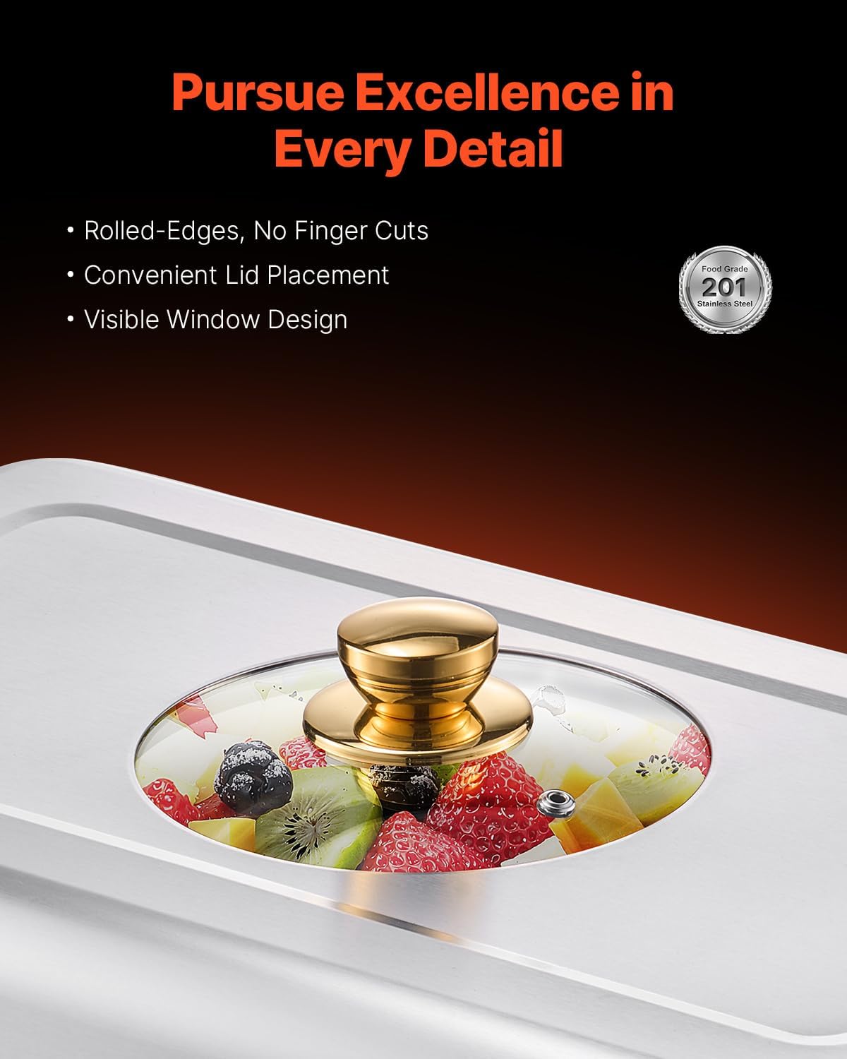 VEVOR Chafing Dish Buffet Set,8 Qt 2 Pack, Stainless Steel Chafer with 4 Half Size Pans, Rectangle Catering Warmer Server with Glass Lid Water Pan Folding Stand Fuel Holder, for Wedding Party Banquet