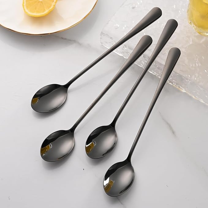 7.5 Inches Black Coffee Stirring Spoons Set, Long Handle Mixing Spoons - Image 7