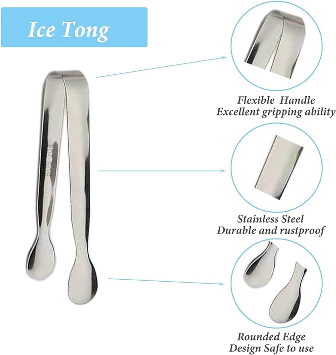 6PCS Ice Tongs Mini Sugar Tongs 4.25Inch Stainless Steel Kitchen Utensils Set - Image 3