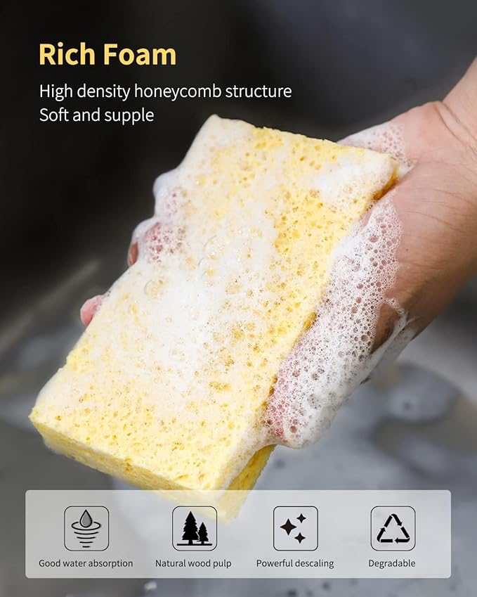 ARCLIBER Cellulose Sponges, Heavy Duty Scrub Kitchen Sponge, Clean Tough Messes - Image 2
