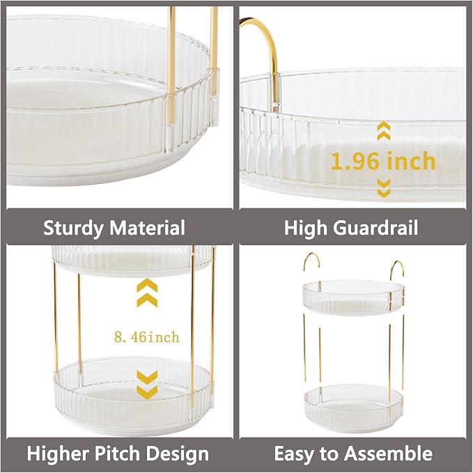 Asayuee 360 Rotating Makeup Organizer, 3 Tier Large Capacity Make Up Organizers - Image 4