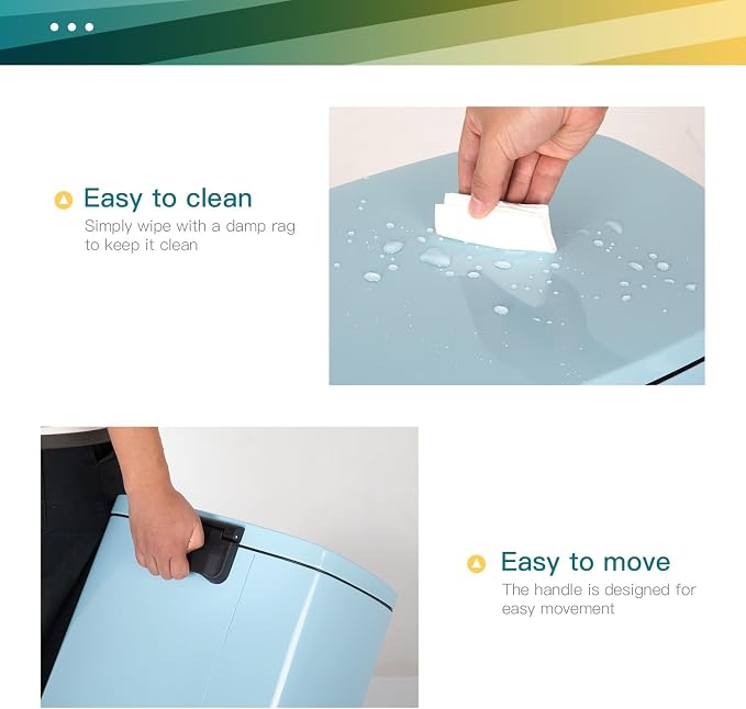 FDW | 13 Gallon Trash Can with Lid | Blue | Fingerprint-Proof | Made of Brushed - Image 5