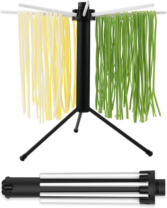KITCHENDAO Collapsible Pasta Drying Rack, Plastic Foldable Homemade Fresh Spaghetti Noodle Tree Stand Hanger for Kitchen, Detachable for Easy Cleaning, Rotatable Arms, Hold up to 5lbs