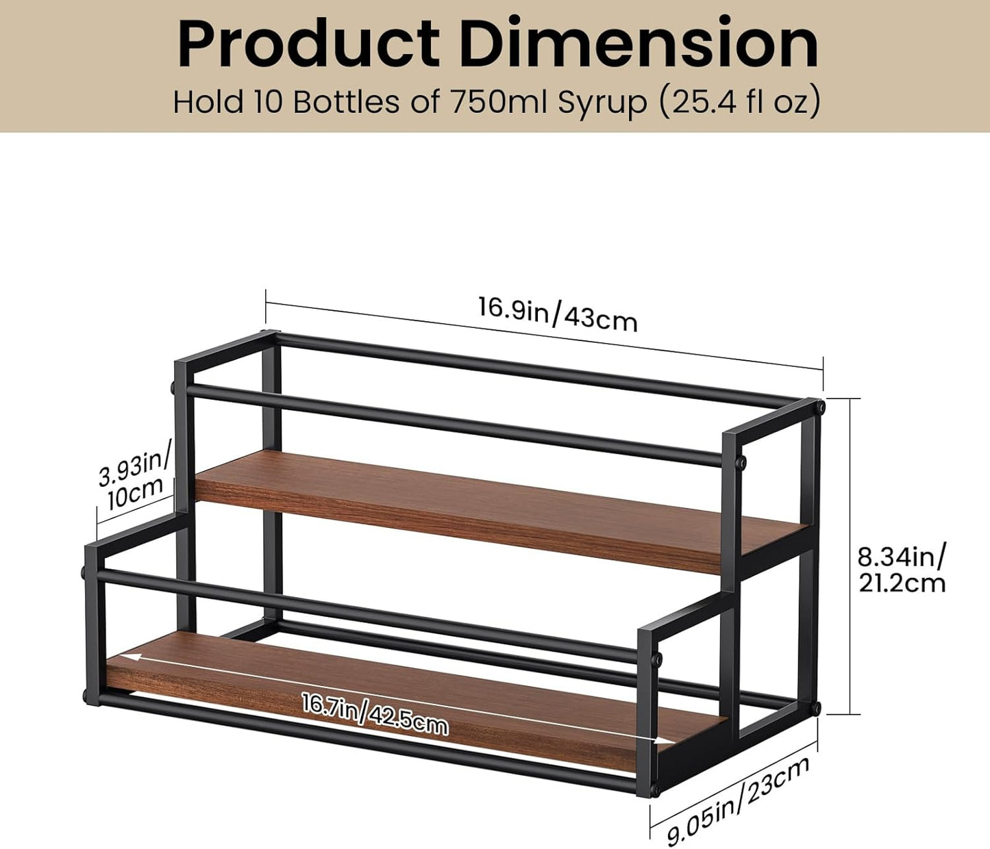 THYGIFTREE Coffee Syrup Rack Organizer 2-Tier 10 Syrup Bottles Holder Stand for Coffee Bar Storage Shelves for Syrup, Wine, Dressing for Kitchen Coffee Station