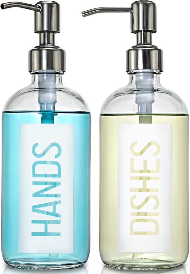 JASAI 2Pack 18OZ Glass Soap Dispenser by JASAIHOME