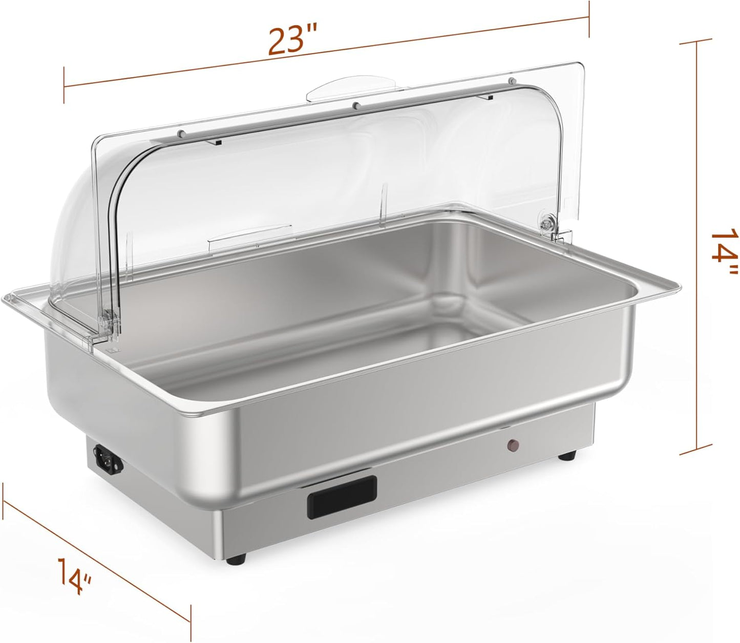 2 Pack Electric Chafing Dishes Buffet Set 9 QT Full Size, NSF Stainless Steel Roll Top Catering Chafer Server Food Warmer with Cover for Party Wedding Banquet