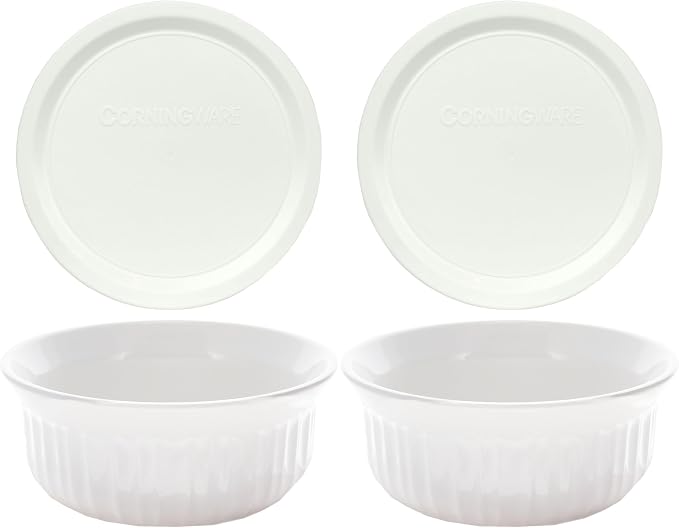 CorningWare FS16 16oz Round French White Casserole Dish w/F-16 French White by CorningWare