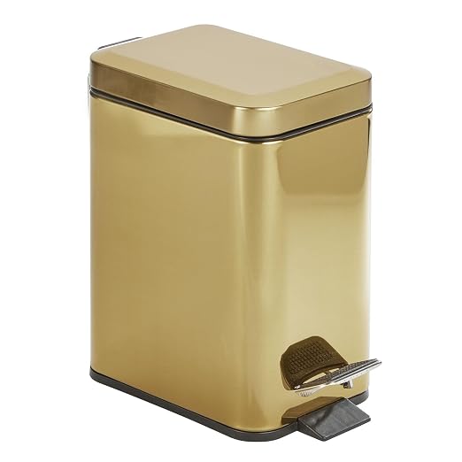 mDesign Slim Metal Rectangle 0.8 Gallon Trash Can by mDesign