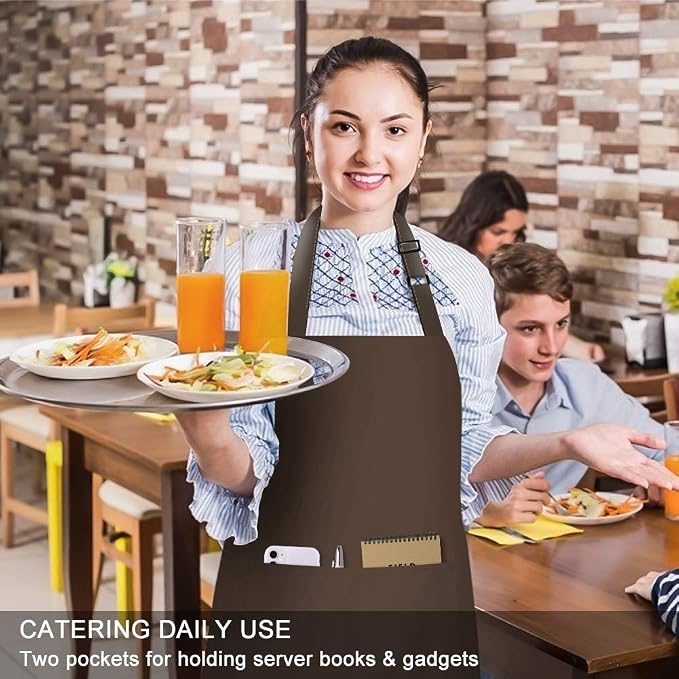 Jubatus 2 Pack Bib Aprons with 2 Pockets Cooking Chef Kitchen Apron - Image 5