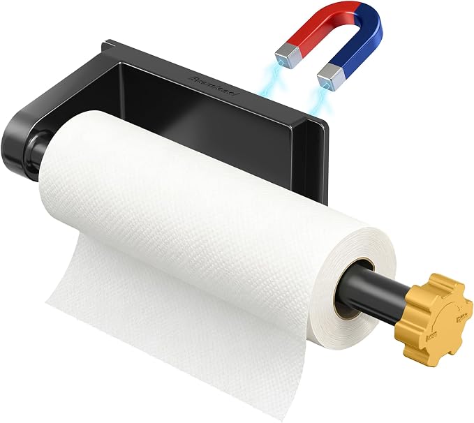 Magnetic Paper Towel Holder for Fridge Strong Magnet Black Kitchen Towel by Evemlceol