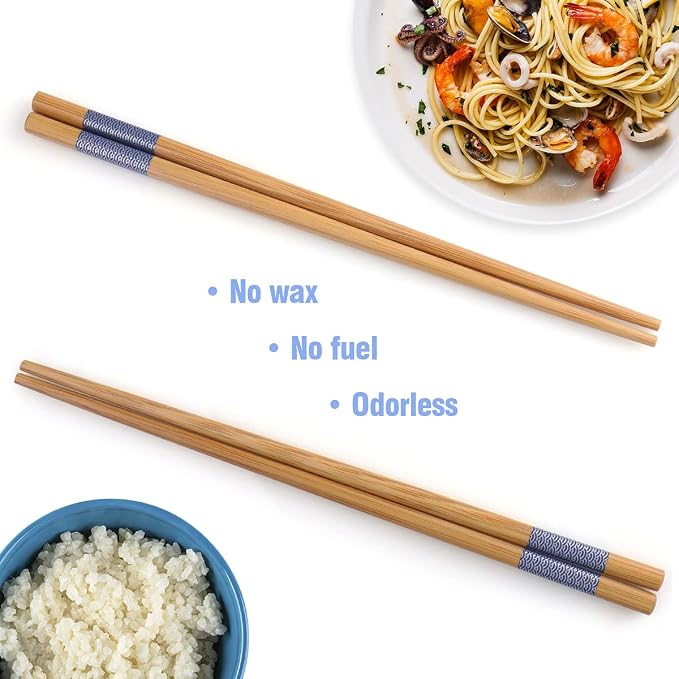 GLAMFIELDS Reusable Chopsticks Japanese Natural Bamboo Classic Style 5 Pairs - Image 3