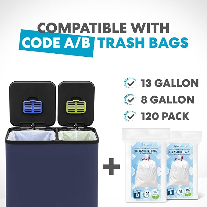 Simpli-Magic 70 Liter / 18.5 Gallon Rectangular Hands-Free Dual Compartment - Image 2