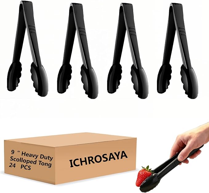 24 Pieces Disposable Serving Tongs, Scalloped Grip Salad Tongs, Parties & by ICHROSAYA