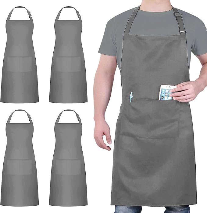 4 Packs Chef Apron, Waterproof Apron, Adjustable Aprons by loteaf