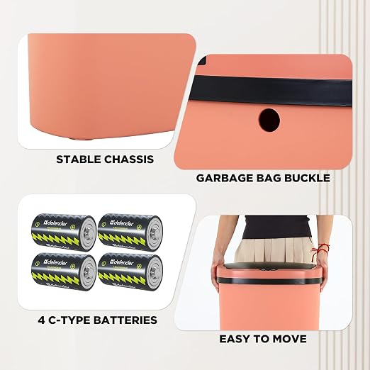 PayLessHere | 13 Gallon Plastic Trash Can | Pink | Automatic Touchless Lid - Image 5