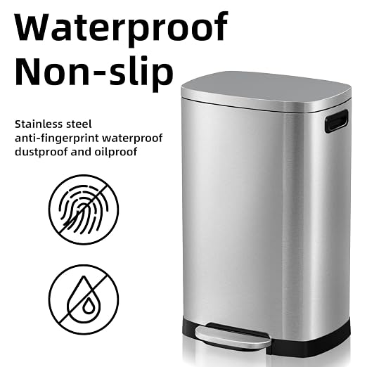 KdbK 13 Gallon Trash Can with Lid, 50L Fingerprint Proof Stainless Steel - Image 5